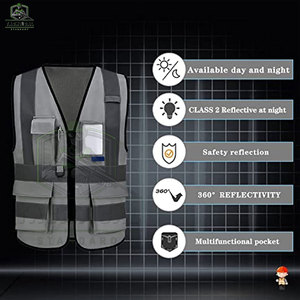 เสื้อกั๊กนิรภัยแบบมีไฟ LED กันน้ำ ANSI Class 1 รุ่นใหม่ ไซส์ใหญ่ ระบายอากาศได้ดี ผลิตจากโพลีเอสเตอร์ แห้งเร็ว รับสกรีนโลโก้ คุณภาพสูง - Product Image 5