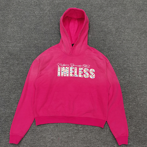 เสื้อฮู้ดดี้ผู้ชายทรงบ็อกซี่ฟิต ลวดลายสกรีน พิมพ์ลายกราฟิก ตกแต่งด้วยคริสตัล สไตล์โอเวอร์ไซส์ แบบครอป - Product Image 1