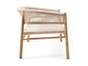 โซฟา2ที่นั่งวัสดุคุณภาพสูงทำจากโครงไม้สักเนื้อแข็งพร้อมเชือกทอและพนักพิงสำหรับใช้งานในร่มและกลางแจ้ง - Product Image 3