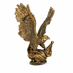 <span class=keywords><strong>Figurine</strong></span> en résine Aigle rétro en bronze aux ailes écartées avec base en coquillage, Statue de faucon pour bureau, salon, succès professionnel, décoration intérieure - Product Image 5