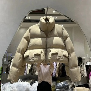 Chaqueta acolchada de invierno a la moda para mujer, diseño recortado de talla grande, cuello levantado, transpirable, estampado, Polar, pato blanco, Puff de moda - Product Image 6