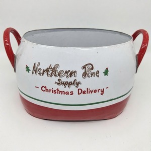 Jardinera de camino de vela de invierno en textura galvanizada para arreglos florales de jardín de Navidad Poinsettia y piñas - Product Image 4