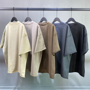 Camiseta lavada con ácido para hombre, ropa de calle, piedra negra, Retro, 100% algodón, camisetas en blanco, camiseta Vintage de gran tamaño personalizada - Product Image 1