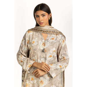 IUSTKSD-1129 Conjunto de Traje de Lino Estampado de 3 Piezas para Mujer - Product Image 1