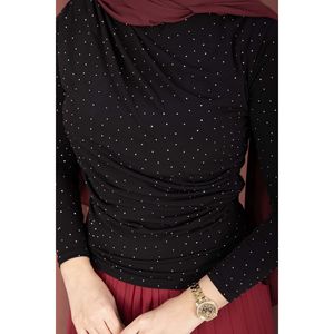 Top de punto Sandy en negro con detalles de pedrería - Product Image 5