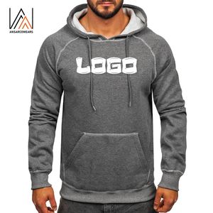 Sudadera con capucha gris para hombre con logotipo personalizado a granel, Sudadera con capucha de lana de algodón de peso pesado, sudaderas con capucha con bolsillo de canguro y cordón - Product Image 1