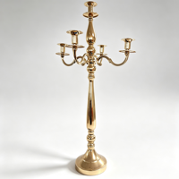 En gros, Grand chandelier doré à 5 bras en métal pour centres de table de mariage, banquets, hôtels et location, Fourniture en gros