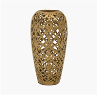 Vase de sol de style moderne glamour en fer plaqué or, fait main, pour mariage, design découpé complexe, pour intérieur et extérieur, en métal rouillé
