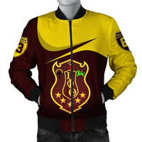 Blouson universitaire brodé Iota Phi Theta 1963 en satin grec premium, col montant, logo frontal, pour l'hiver