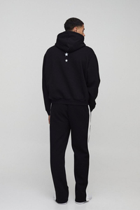 100% coton survêtement sérigraphie Logo empilé pantalon et pull à capuche Streetwear survêtement pour hommes - Product Image 2