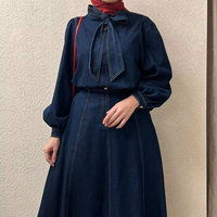 Robe musulmane YKD070 pour femmes, vêtements islamiques, hijabs, vêtements d'extérieur traditionnels, robe ample élégante de style jean, tissu agréable, robe haut de gamme