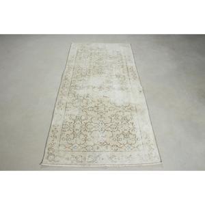 Vintage 3.2x6.46 ft <b>Rug</b>, Accent Turkish <b>Rug</b>, White Blue <b>Abstract</b> <b>Rug</b> - Product Image 1