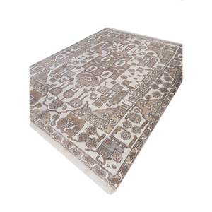 Alfombras de Lana Tejidas a Mano Color Marfil con Diseño de Medallón Rectangular y Patrones Abstractos para Sala de Estar, Pasillo y Entrada - AKWT-1066 - Product Image 2