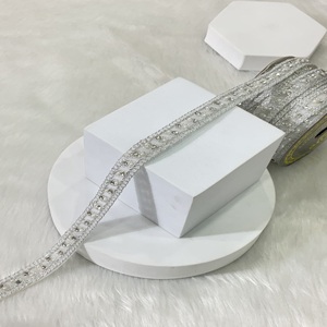 Sang trọng mini Kim Cương moti tôn tạo sarees và gowns thủ công mặc cô dâu trong ngọc trai biên giới TRIM Bạc ren vải - Product Image 4