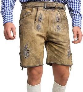 Short de costume Oktoberfest en cuir de chèvre brodé vintage de style bavarois pour hommes personnalisé OEM acheteurs en gros non-tissé solides Ok - Product Image 1