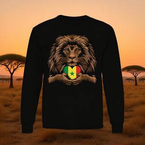 T-Shirt a Maniche Lunghe Orgoglio del Leone del Senegal con Radici Senegalesi, Regalo Promozionale Personalizzabile - Product Image 3