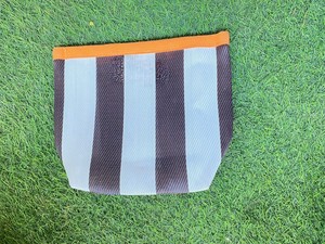 Bolsas DE ASEO cosméticas con cremallera reutilizables ecológicas recicladas de nailon, bolsa de asas de playa de viaje a rayas personalizada, etiqueta con logotipo - Product Image 2