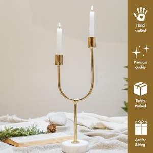 Portavelas doble de hierro hecho a mano duradero Premium Golden Arc para Pascua, Navidad, bodas, decoración del hogar y actividades religiosas - Product Image 2