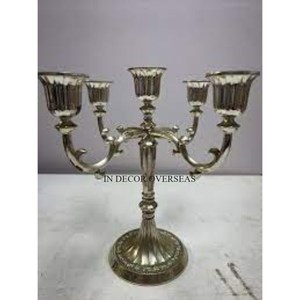 Set Of 3 High Grade <b>Gold</b> Plated Luxurious Quality Metal Made Antique Fancy Designer Wedding Decor Centerpiece <b>Candelabra</b> Supply - Product Image 4