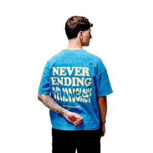 Alta calidad Unisex Oversized Drop Shoulder Boxy Streetwear camiseta Vintage ácido lavado pantalla Impresión logotipo personalizado tejido hombres - Product Image 1
