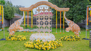 Decoración de Mandap de Elefante del Sur de la India, Decoración para Haldi al Aire Libre, Función de Semi-Sari, Ceremonia de Pithi, Mejores Decoraciones para Bodas en EE. UU. - Product Image 2