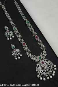 ENSEMBLE DE COLLIER DE MARIÉE EN DIAMANT AMÉRICAIN ET BOUCLES D'OREILLES CLASSIQUES ET DE HAUTE QUALITÉ ENSEMBLE DE BIJOUX DE MARIAGE POUR FEMMES DE STYLE CLASSIQUE - Product Image 2