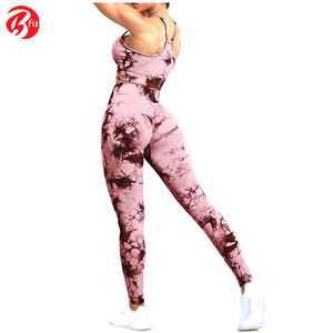 Meilleure vente Ensemble de yoga pour femmes vêtements de sport Logo personnalisé respirant motif élégant décoré grande taille vêtements d'entraînement - Product Image 2