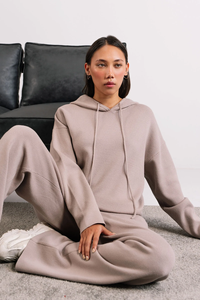 ชุดเซต2ชิ้นเปิดไหล่โอเวอร์ไซส์กางเกงวิ่งขายาวมีฮู้ดปักลายเทอร์รี่ - Product Image 5