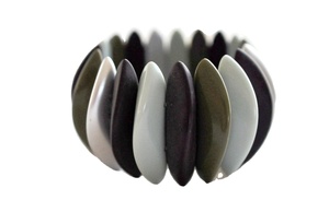 Handmade Geometric Ceramic Resin <b>Bangle</b> <b>Bracelet</b> in Black White Gray Best Quality Unisex Classic Style Party with Woman - Product Image 4
