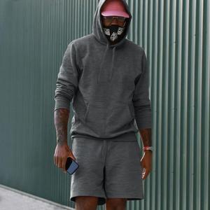 Custom Brand Streetwear Tracksuit Sweatsuit Manufacturer OEM Embroidery <b>Patch</b> Hoodie and <b>Shorts</b> Set <b>Men</b> - Product Image 4