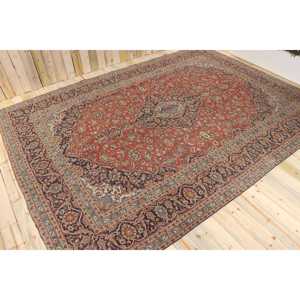 Tapis vintage surdimensionné 9,6x13,1 pieds, tapis turc en laine rouge à motifs floraux - Product Image 1