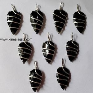 Vente en gros de pendentif en pierre d'opalite faite à la main cristal semi-précieux pointe de flèche artisanat bobine en métal mascotte pendentif indien - Product Image 6