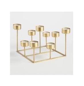 Porte-bougie en métal élégant et doré pour mariage, anniversaire, fête et décoration de dîner romantique - Product Image 1