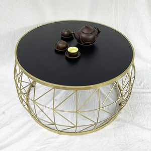 TAMO Modern Design Wooden Top Iron Frame Sofa <b>Table</b> 77x77x45cm Decorative Feature TT68196 - Product Image 3