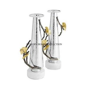 Set of 2 Hammered <b>Silver</b> Ware Candle Holders Highest Quality Home Wedding and Events Decorating New Look Luxury Candle Holder - Product Image 1