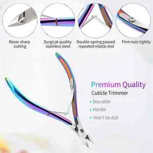 Pinzas para cutículas de acero inoxidable arcoíris Premium, cortaúñas afiladas, herramienta de manicura de doble resorte para dedos de manos y pies - Product Image 6