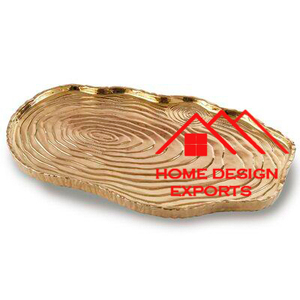 Plateau à feuilles en aluminium plaqué or 2024 Plateau décoratif tendance en forme de plaqué or pour mariage et fête - Product Image 3