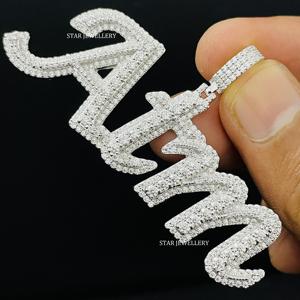 Colgante de moissanita VVS helado, colgante de LETRA DE moissanita VVS, colgante personalizado de moissanita VVS helado de plata esterlina 925 - Product Image 4