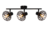 Lampes de plafond à rail en fer noir de style cage rétro à têtes multiples, support E14 réglable, projecteurs industriels pour la décoration intérieure