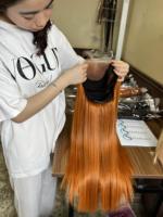 Perruque remy naturelle, 24 pouces, cheveux vierges, bon marché, couleur orange, os, lisse, transparent, Swiss lace, 2023