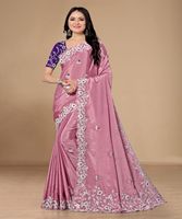 Blus Saree Pesta Evergreen Mewah Modern yang Dapat Dicuci, Bordir Sutra Katun Multi Warna Desain Sendiri untuk Acara Spesial