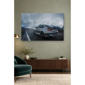 Impression sur toile de la BMW Série 6 grise Fida sur une route de montagne brumeuse - Product Image 3