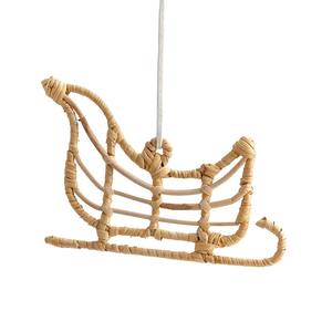 Best Selling Eco Friendly Handwoven Rattan Christmas Sleigh <b>Ornament</b> Hanging Christmas Decoration For Bulk Supply Home Decor - Product Image 1
