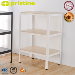 Estantes metálicos resistentes blancos de <span class=keywords><strong>3</strong></span> niveles con tapa de madera para almacenamiento doméstico - Product Image 4