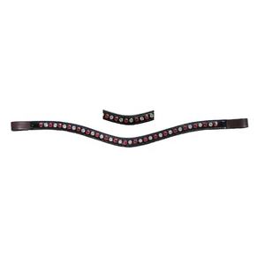 Banda de cejas ecuestre de cuero genuino multiusos con accesorio de silla de montar de caballo duradero de cristal perlado adjunto - Product Image 1