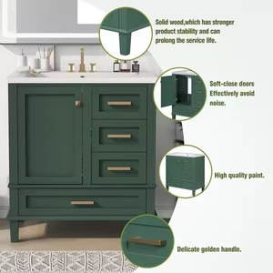 Modern Luxury Bathroom <b>Vanity</b> Cabinet <b>LED</b> <b>Mirror</b> Wash Basin Solid Wood European Contemporary Design PVC Steel Custom Home Use - Product Image 6