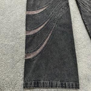 Pantalones Deportivos de Lana con Paneles Laterales Lavados al Ácido, Pierna Ancha, Cierre con Cordón, Estilo Urbano, para Hombre, 100% Algodón Felpa - Product Image 3