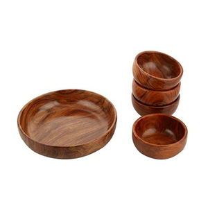 Venta al por mayor de cuencos de madera de diseño personalizado respetuoso con el medio ambiente Juego de 4 cuencos para servir ensalada juego de madera de acacia de 4 cuencos - Product Image 5