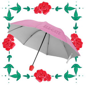 Ombrello Pieghevole da Viaggio con Nylon 190T e 8 Stecche, Manico a Forma di Fiore e Custodia in Plastica, Design a Tre Pieghe - Product Image 1