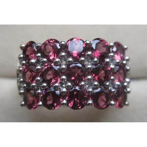Handmade 925 Sterling <b>Silver</b> Shah Gems <b>Ring</b> for Women Natural <b>Garnet</b> and White Topaz Fine Handmade Jewelry for Everyday Wear - Product Image 1